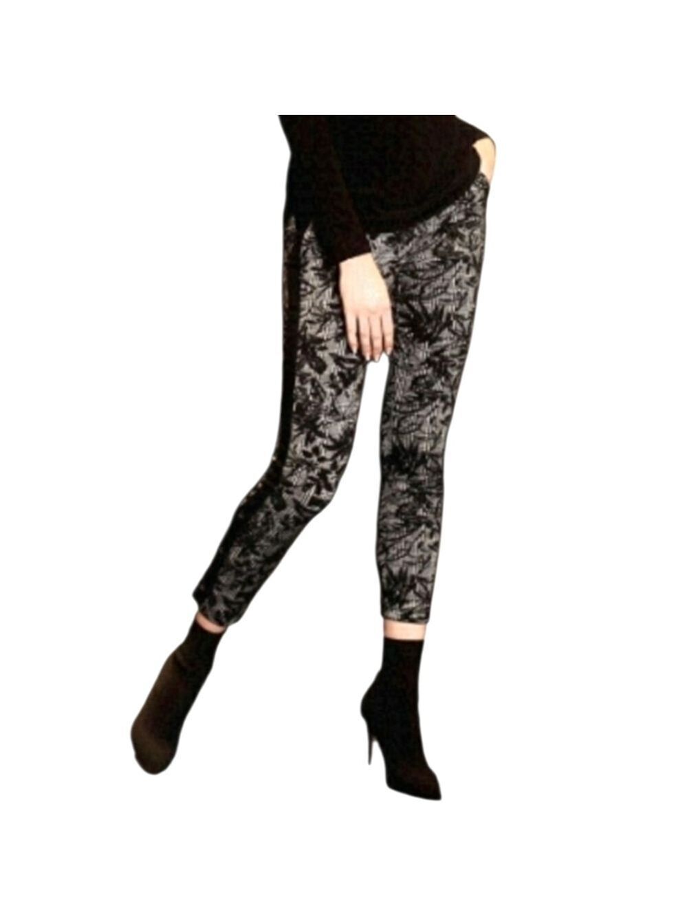 ARTEX Black & Gray Applique Elastic Waistband Dress Pant Size Small NWT